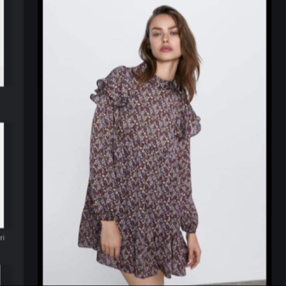 Zara ruffled floral mini dress